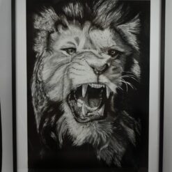 Graphite lion head drawing